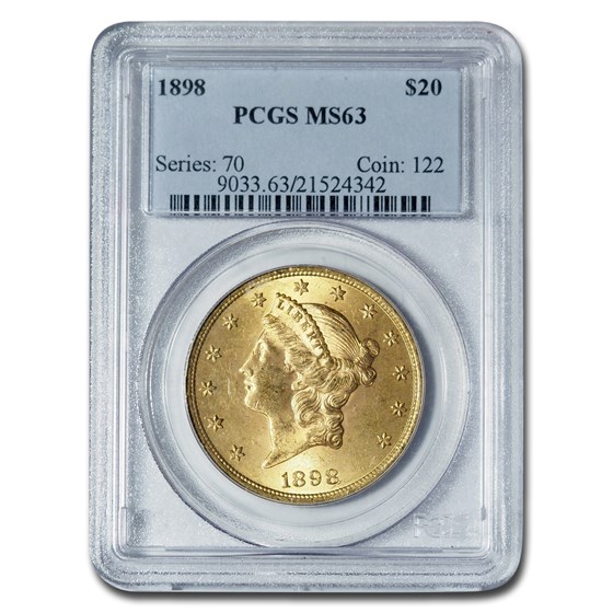 1898 $20 Liberty Gold Double Eagle MS-63 PCGS 1898 $20 Liberty Gold Double Eagle MS-63 PCGS