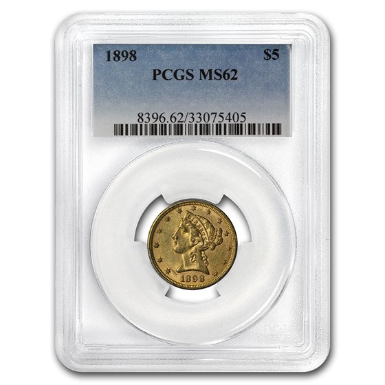 1898 $5 Liberty Gold Half Eagle MS-62 PCGS 1898 $5 Liberty Gold Half Eagle MS-62 PCGS