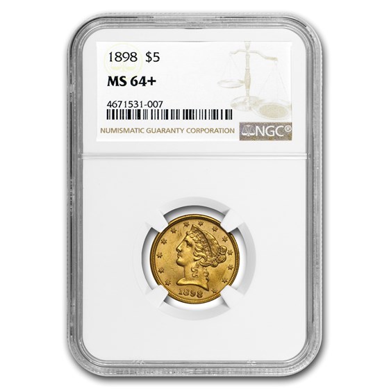 1898 $5 Liberty Gold Half Eagle MS-64+ NGC 1898 $5 Liberty Gold Half Eagle MS-64+ NGC