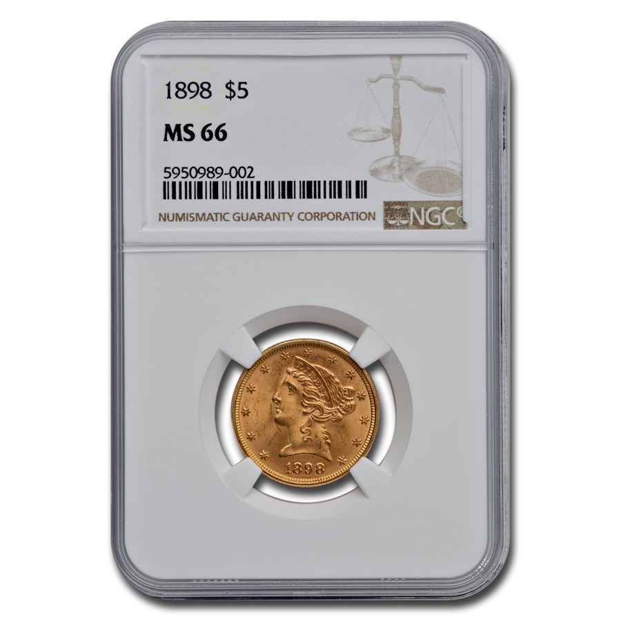 1898 $5 Liberty Gold Half Eagle MS-66 NGC
