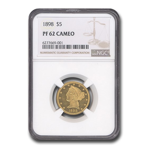 1898 $5 Liberty Gold Half Eagle PF-62 Cameo NGC 1898 $5 Liberty Gold Half Eagle PF-62 Cameo NGC