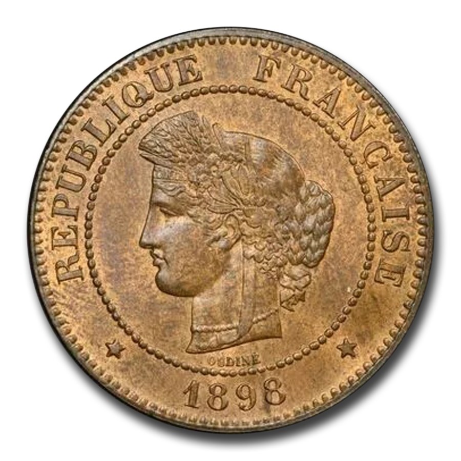 1898-A France 5 Centimes MS-64 PCGS (Red/Brown)