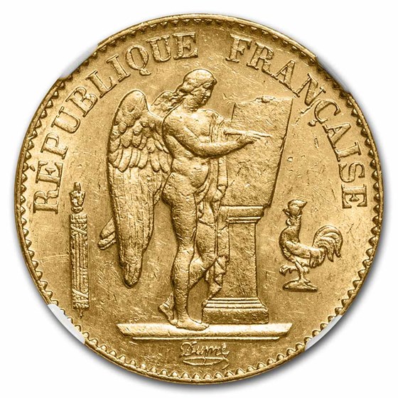 Buy 1898-A France Gold 20 Franc Lucky Angel MS-62 NGC | APMEX