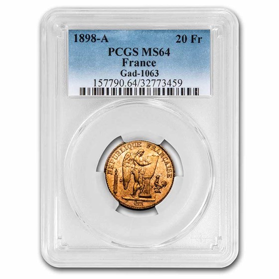 Buy 1898-A France Gold 20 Franc Lucky Angel MS-64 NGC | APMEX