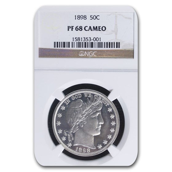 1898 Barber Half Dollar PF-68 Cameo NGC 1898 Barber Half Dollar PF-68 Cameo NGC
