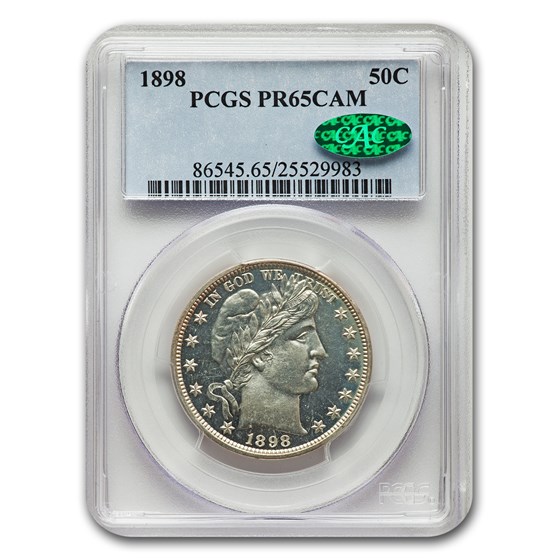 1898 Barber Half Dollar PR-65 Cameo PCGS CAC 1898 Barber Half Dollar PR-65 Cameo PCGS CAC