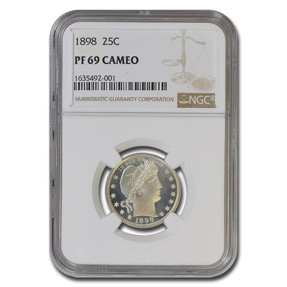 1898 Barber Quarter PF-69 Cameo NGC 1898 Barber Quarter PF-69 Cameo NGC