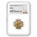 1898 Great Britain Gold Sovereign Victoria Veil Head MS-61 NGC 1898 Great Britain Gold Sovereign Victoria Veil Head MS-61 NGC