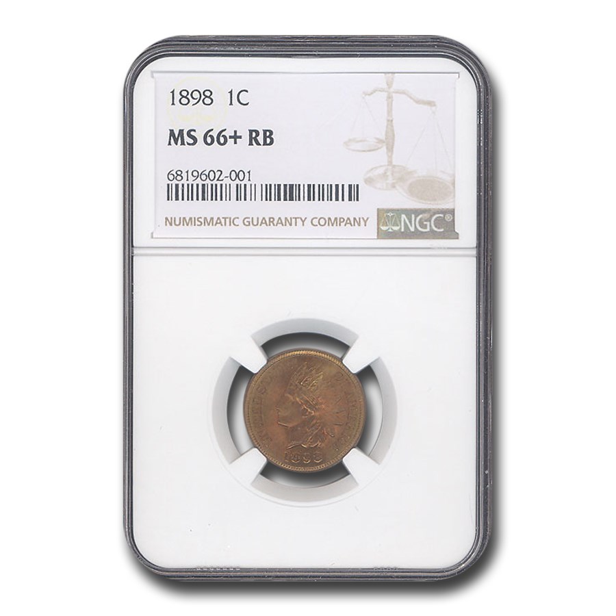 1898 Indian Head Cent MS-66+ NGC (Red/Brown)