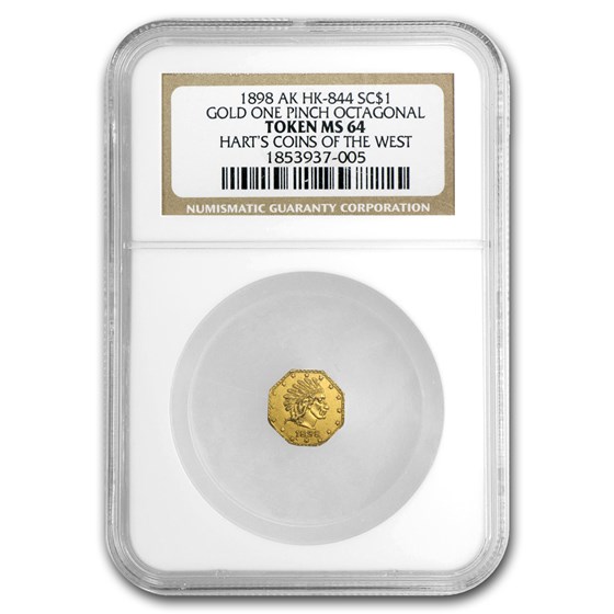 1898 Indian Octagonal One Pinch Alaska Gold MS-64 NGC 1898 Indian Octagonal One Pinch Alaska Gold MS-64 NGC