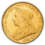1898-M Australia Gold Sovereign Victoria Veiled Head AU