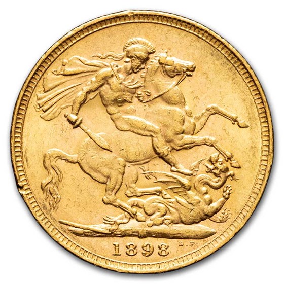 1898-M Australia Gold Sovereign Victoria Veiled Head AU 1898-M Australia Gold Sovereign Victoria Veiled Head AU