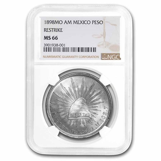 1898 Mo-AM Mexico Silver Peso MS-66 NGC (1949 Restrike) 1898 Mo-AM Mexico Silver Peso MS-66 NGC (1949 Restrike)