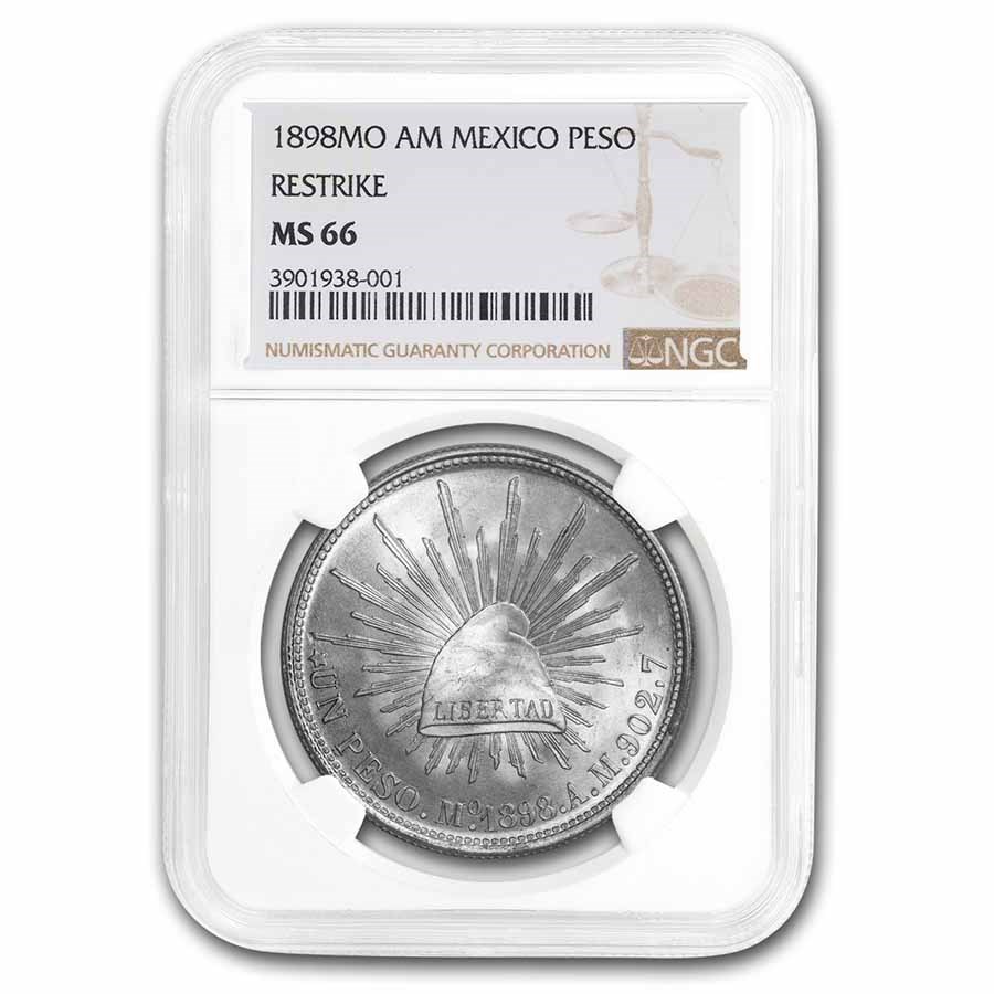 1898 Mo-AM Mexico Silver Peso MS-66 NGC (1949 Restrike)