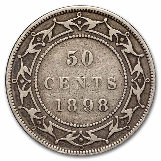 1898 Newfoundland Silver 50 Cents Victoria Fine Details (Small W) 1898 Newfoundland Silver 50 Cents Victoria Fine Details (Small W)