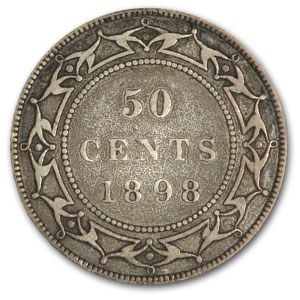 1898 Newfoundland Silver 50 Cents Victoria Fine 1898 Newfoundland Silver 50 Cents Victoria Fine