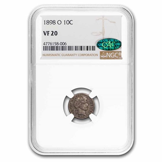 1898-O Barber Dime VF-20 NGC CAC 1898-O Barber Dime VF-20 NGC CAC