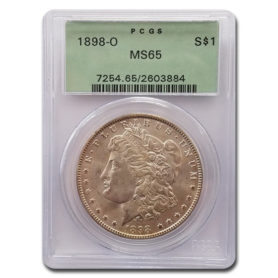 1898-O Morgan Dollar MS-65 PCGS White (Early Green Label) 1898-O Morgan Dollar MS-65 PCGS White (Early Green Label)