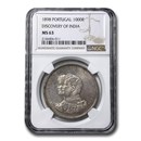 1898 Portugal Silver 1000 Reis MS-63 NGC