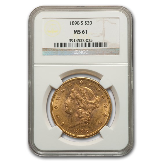 1898-S $20 Liberty Gold Double Eagle MS-61 NGC