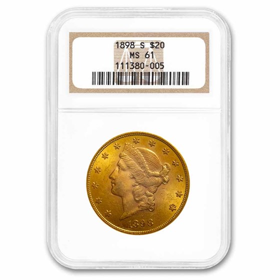 1898-S $20 Liberty Gold Double Eagle MS-61 NGC 1898-S $20 Liberty Gold Double Eagle MS-61 NGC