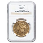 1898-S $20 Liberty Gold Double Eagle MS-62 NGC (PL)