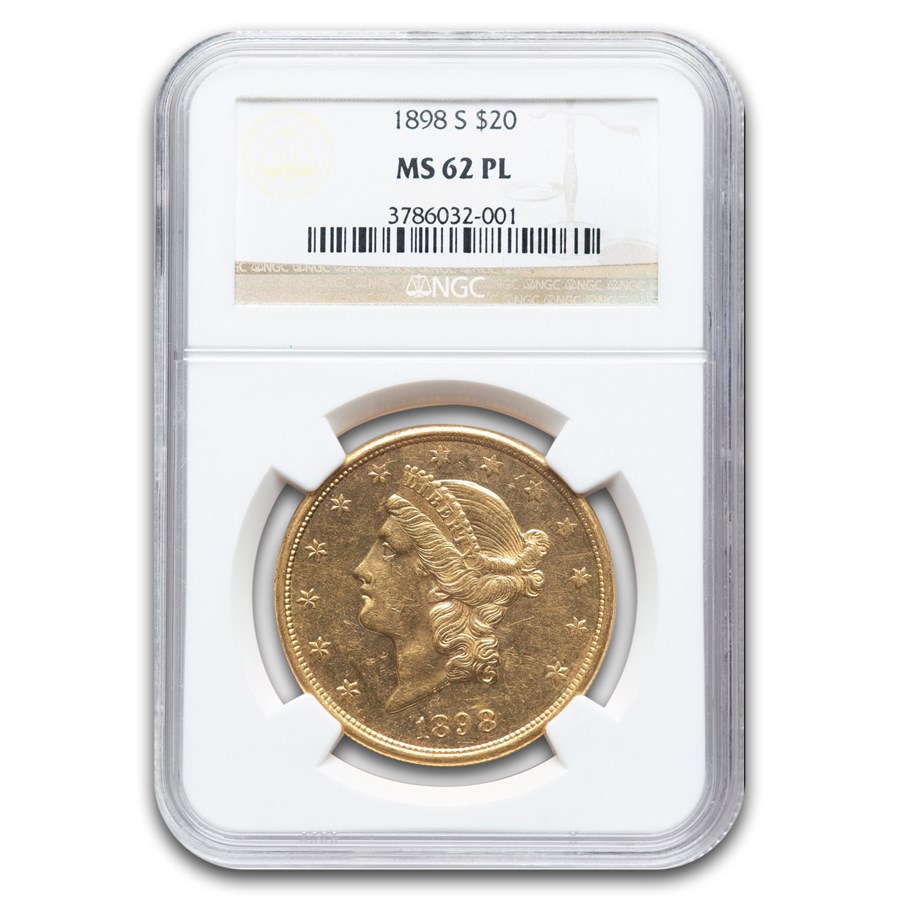 1898-S $20 Liberty Gold Double Eagle MS-62 NGC (PL)