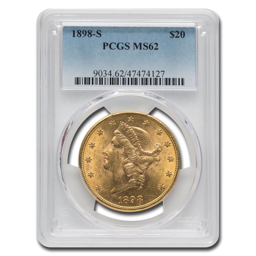 1898-S $20 Liberty Gold Double Eagle MS-62 PCGS
