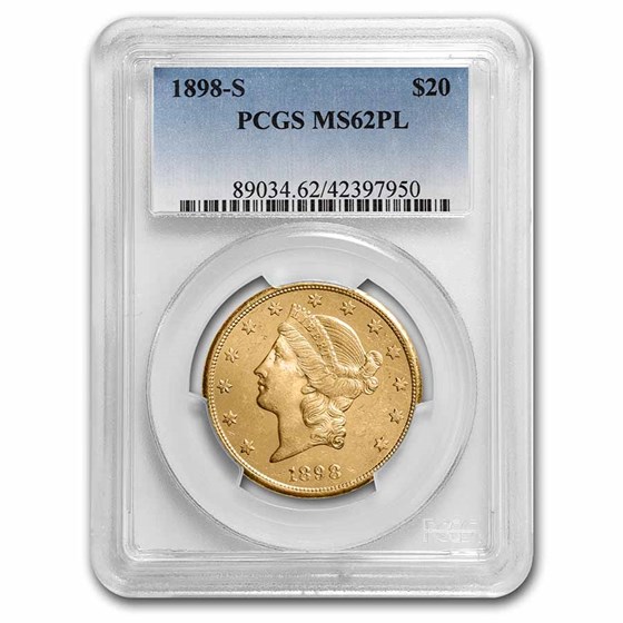 1898-S $20 Liberty Gold Double Eagle MS-62 PL PCGS 1898-S $20 Liberty Gold Double Eagle MS-62 PL PCGS
