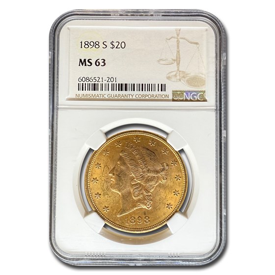 1898-S $20 Liberty Gold Double Eagle MS-63 NGC 1898-S $20 Liberty Gold Double Eagle MS-63 NGC