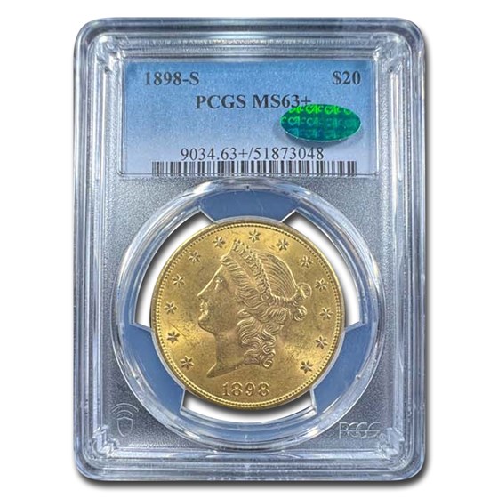 1898-S $20 Liberty Gold Double Eagle MS-63+ PCGS CAC 1898-S $20 Liberty Gold Double Eagle MS-63+ PCGS CAC