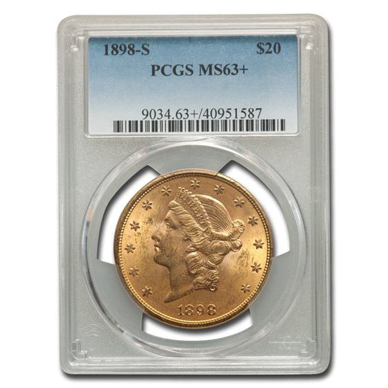 1898-S $20 Liberty Gold Double Eagle MS-63+ PCGS
