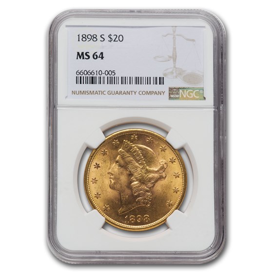 1898-S $20 Liberty Gold Double Eagle MS-64 NGC 1898-S $20 Liberty Gold Double Eagle MS-64 NGC