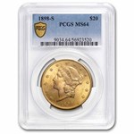 1898-S $20 Liberty Gold Double Eagle MS-64 PCGS