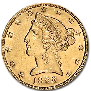 1898-S $5 Liberty Gold Half Eagle AU 1898-S $5 Liberty Gold Half Eagle AU