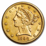 1898-S $5 Liberty Gold Half Eagle AU