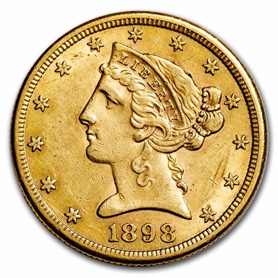 1898-S $5 Liberty Gold Half Eagle AU 1898-S $5 Liberty Gold Half Eagle AU