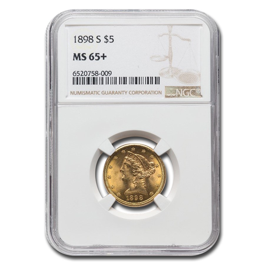 1898-S $5 Liberty Gold Half Eagle MS-65+ NGC