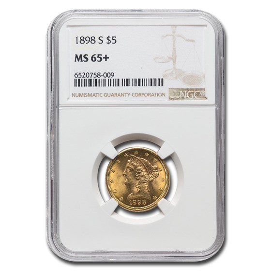 1898-S $5 Liberty Gold Half Eagle MS-65+ NGC 1898-S $5 Liberty Gold Half Eagle MS-65+ NGC