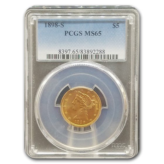 1898-S $5 Liberty Gold Half Eagle MS-65 PCGS 1898-S $5 Liberty Gold Half Eagle MS-65 PCGS