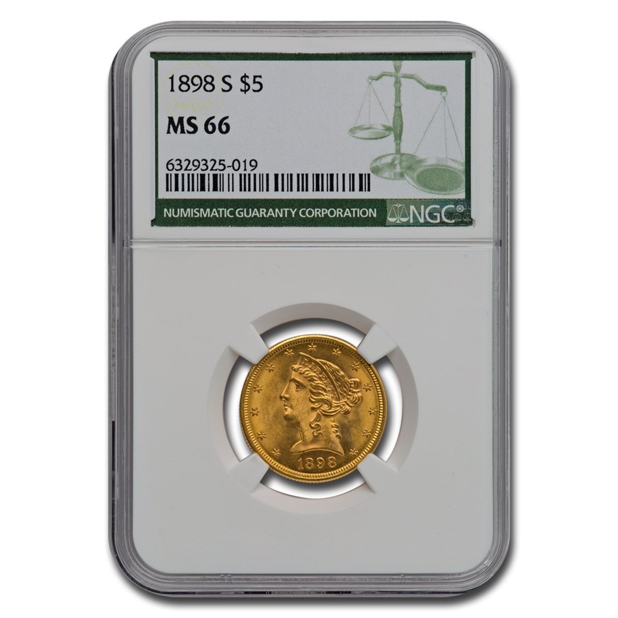 1898-S $5 Liberty Gold Half Eagle MS-66 NGC (Green Label)