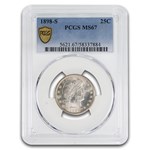 1898-S Barber Quarter MS-67 PCGS