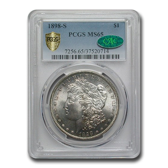 1898-S Morgan Dollar MS-65 PCGS CAC 1898-S Morgan Dollar MS-65 PCGS CAC
