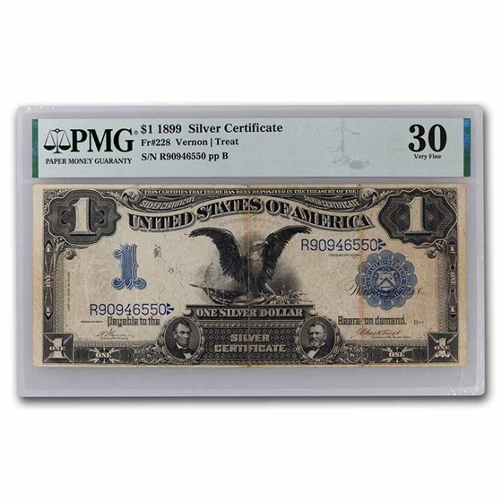1899 $1.00 Silver Cert. Black Eagle VF-30 PMG (Fr#228) Details