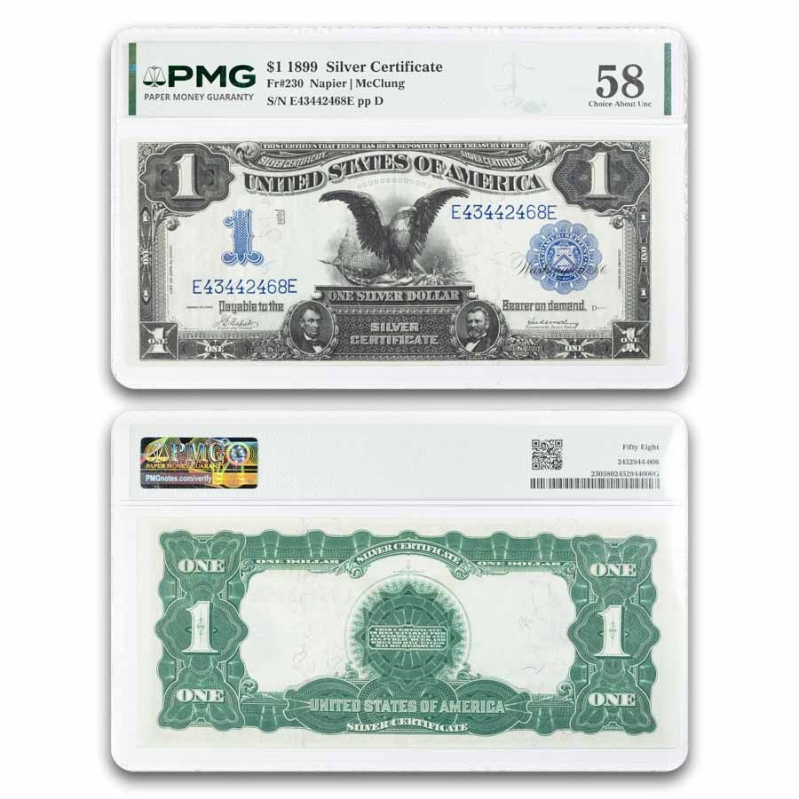 1899 $1.00 Silver Certificate Black Eagle AU-58 PMG (Fr#230)
