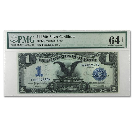 1899 $1.00 Silver Certificate Black Eagle CU-64 PMG (EPQ) 1899 $1.00 Silver Certificate Black Eagle CU-64 PMG (EPQ)