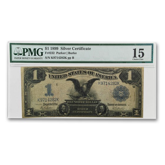 1899 $1.00 Silver Certificate Black Eagle F-15 PMG 1899 $1.00 Silver Certificate Black Eagle F-15 PMG