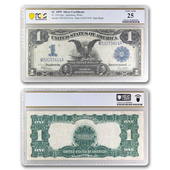 1899 $1.00 Silver Certificate Black Eagle VF-25 PCGS (Fr#236) 1899 $1.00 Silver Certificate Black Eagle VF-25 PCGS (Fr#236)