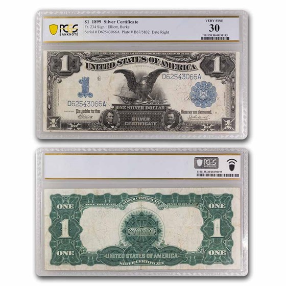 1899 $1.00 Silver Certificate Black Eagle VF-30 PCGS (Fr#234) 1899 $1.00 Silver Certificate Black Eagle VF-30 PCGS (Fr#234)