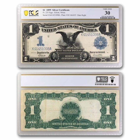 1899 $1.00 Silver Certificate Black Eagle VF-30 PCGS (Fr#235) 1899 $1.00 Silver Certificate Black Eagle VF-30 PCGS (Fr#235)